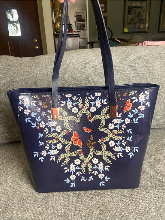 Ted Baker London Handbags - Ted Baker London Navy Floral & Butterfly Tote